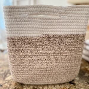 Two-Tone Woven Storage Basket